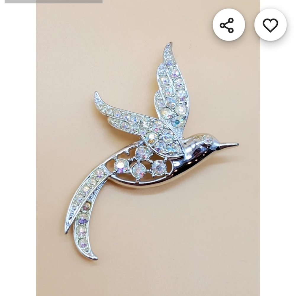 Sarah Coventry Silver Hummingbird Brooch